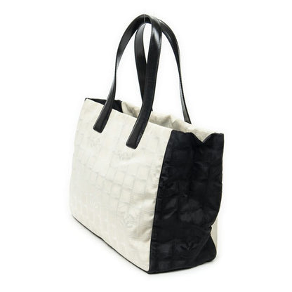Chanel Bicolor New Travel Line Tote Beige/black Travel Line Nylon Canvas A