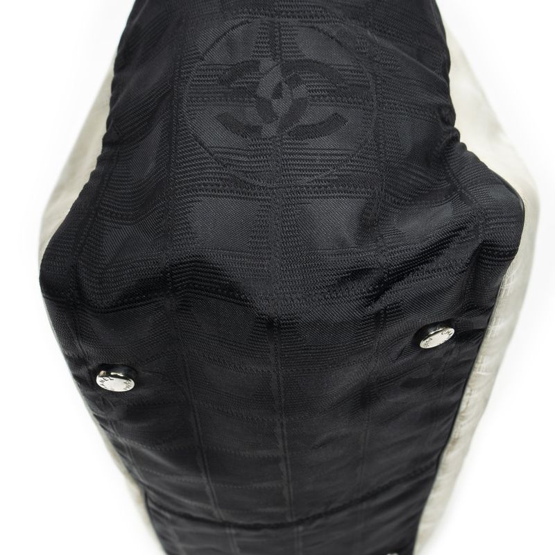 Chanel Bicolor New Travel Line Tote Beige/black Travel Line Nylon Canvas A