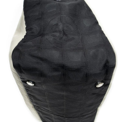 Chanel Bicolor New Travel Line Tote Beige/black Travel Line Nylon Canvas A