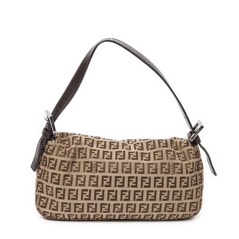 Fendi Baguette Beige/dark Brown Zucchino Canvas A