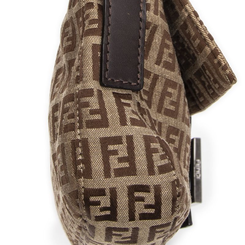 Fendi Baguette Beige/dark Brown Zucchino Canvas A