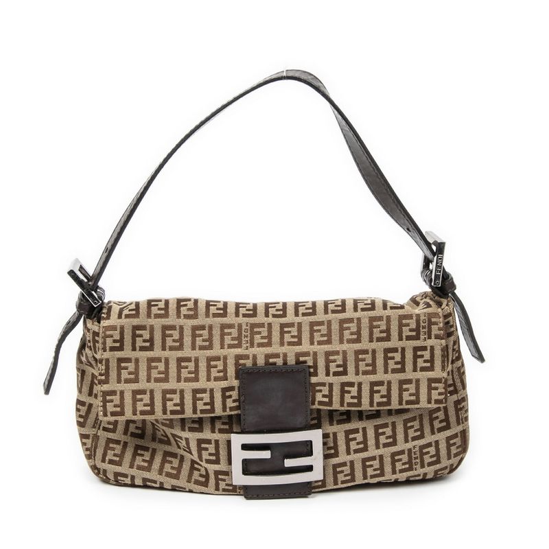 Fendi Baguette Beige/dark Brown Zucchino Canvas A