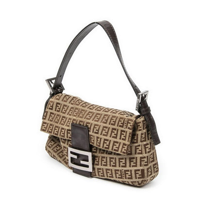 Fendi Baguette Beige/dark Brown Zucchino Canvas A