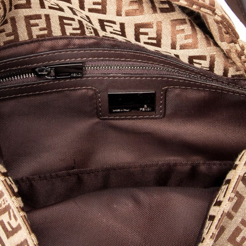 Fendi Baguette Beige/dark Brown Zucchino Canvas A