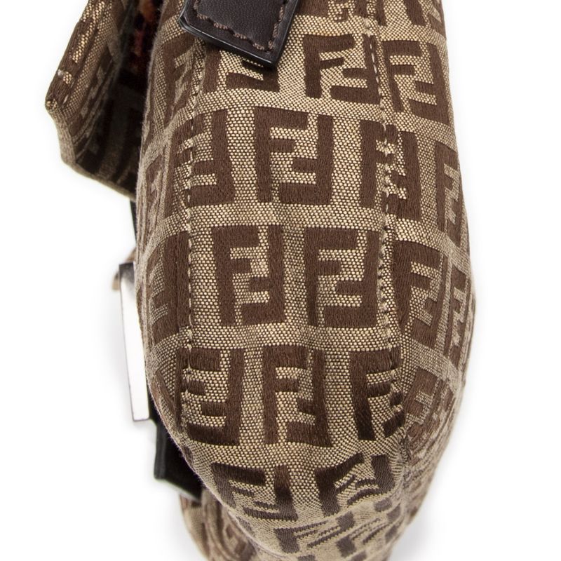 Fendi Baguette Beige/dark Brown Zucchino Canvas A
