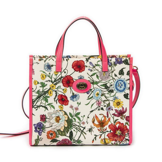 Gucci Multicolor Flora Tote Ivory Floral Canvas A