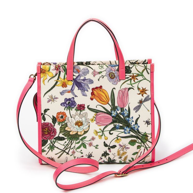 Gucci Multicolor Flora Tote Ivory Floral Canvas A