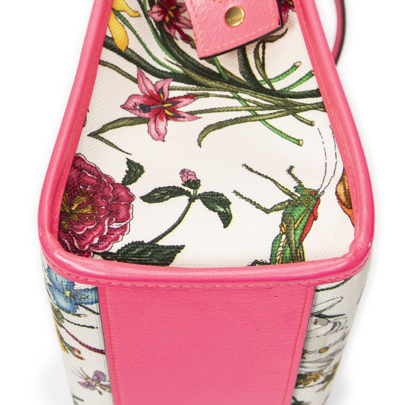 Gucci Multicolor Flora Tote Ivory Floral Canvas A