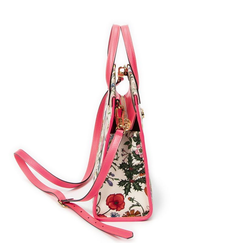 Gucci Multicolor Flora Tote Ivory Floral Canvas A