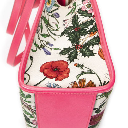 Gucci Multicolor Flora Tote Ivory Floral Canvas A