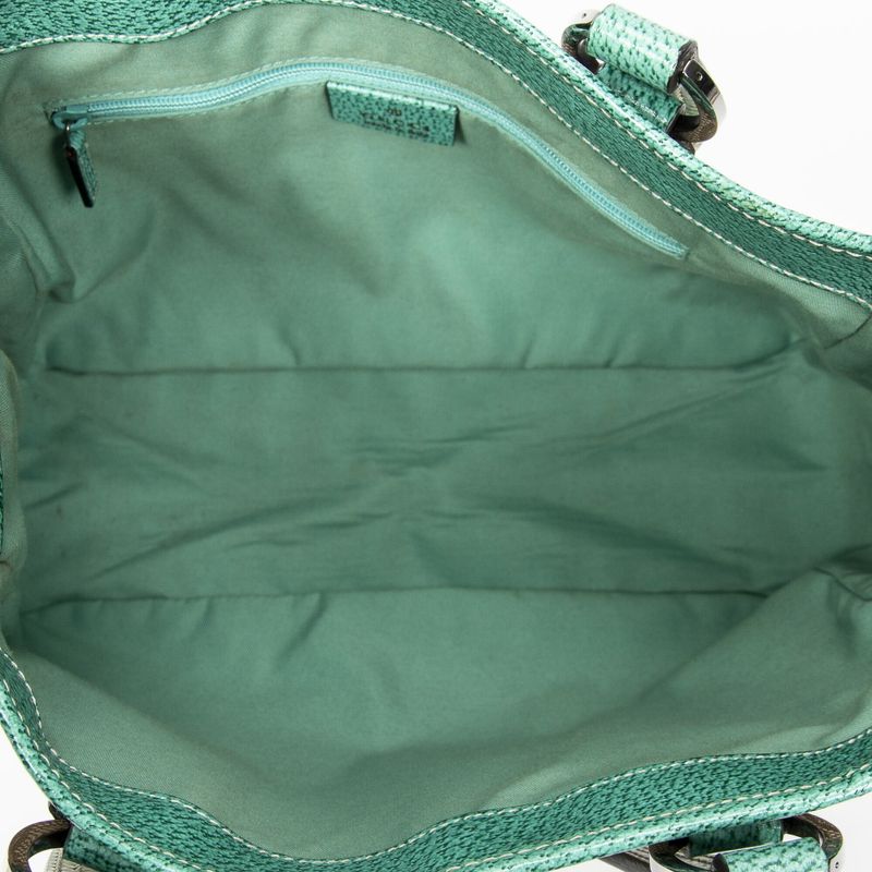 Gucci Small Shoulder Tote Beige Turquoise GG Canvas A