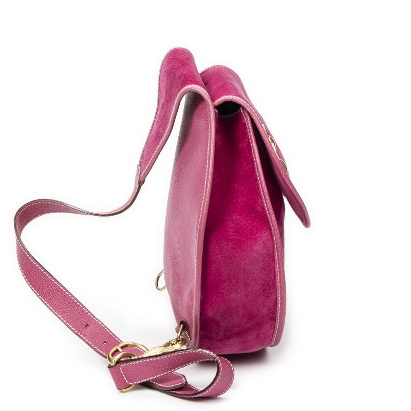 Gucci Horsebites Ring Crossbody Fuchsia Suede Leather A