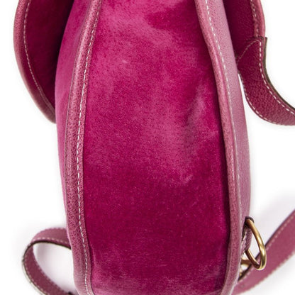 Gucci Horsebites Ring Crossbody Fuchsia Suede Leather A