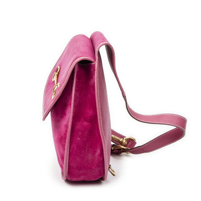 Gucci Horsebites Ring Crossbody Fuchsia Suede Leather A