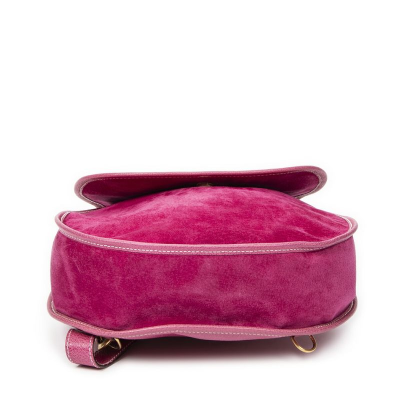 Gucci Horsebites Ring Crossbody Fuchsia Suede Leather A
