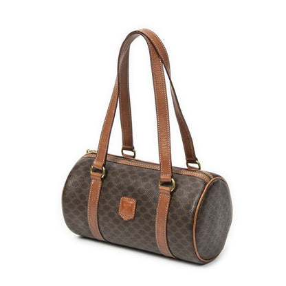 Celine Vintage Barrel Bag Brown Macadam PVC Canvas AB