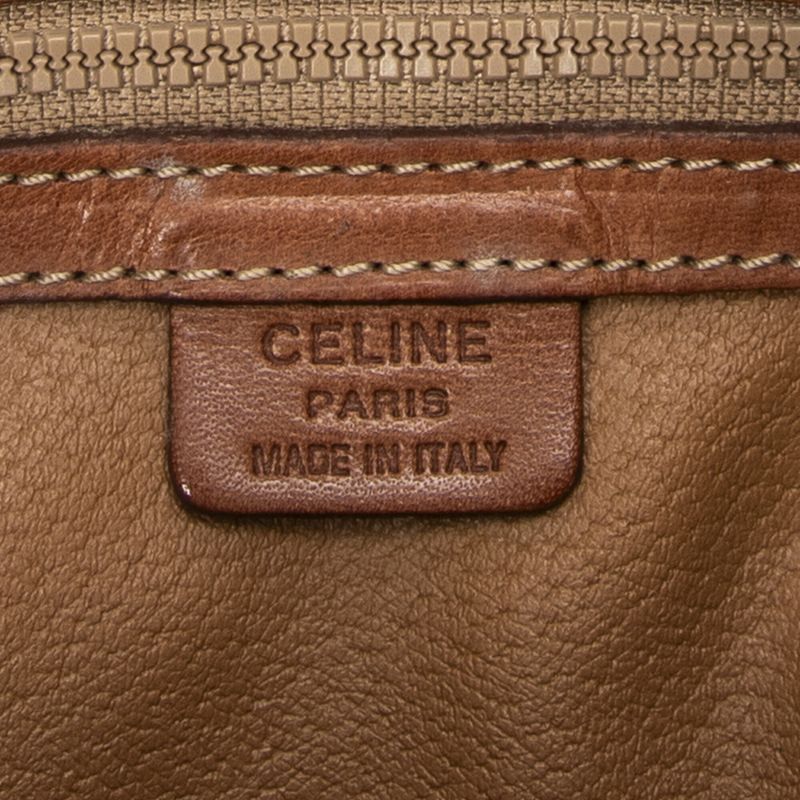 Celine Vintage Barrel Bag Brown Macadam PVC Canvas AB