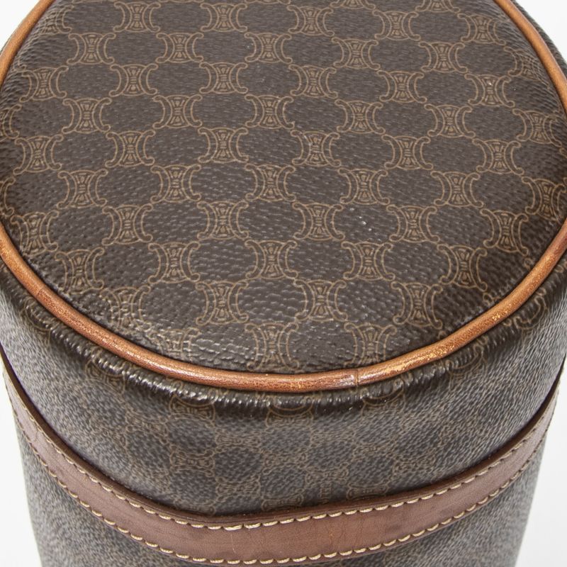 Celine Vintage Barrel Bag Brown Macadam PVC Canvas AB