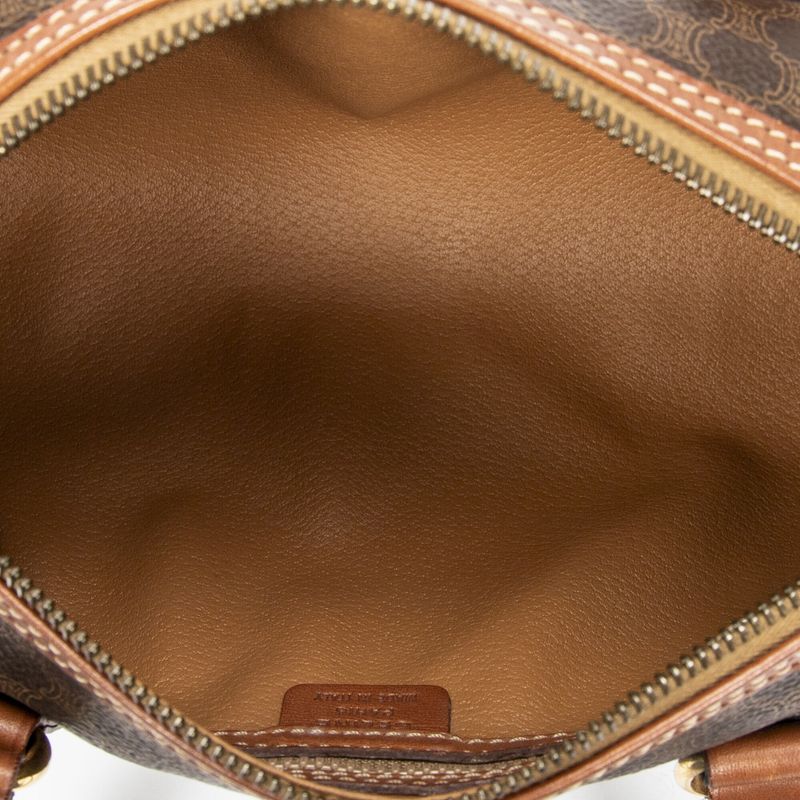 Celine Vintage Barrel Bag Brown Macadam PVC Canvas AB