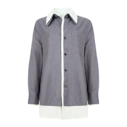 Bottega Veneta Long Sleeve Shirt Double Layered 738507 V2sm0 1225 38 Size Gray