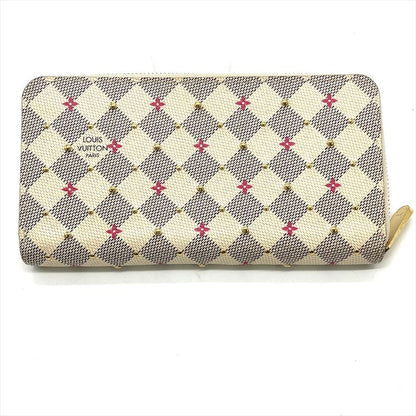 Louis Vuitton Studded Zippy Wallet Long Wallet Damier Azure N64615 White Gold
