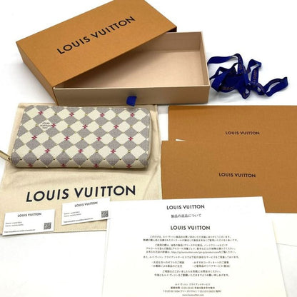 Louis Vuitton Studded Zippy Wallet Long Wallet Damier Azure N64615 White Gold