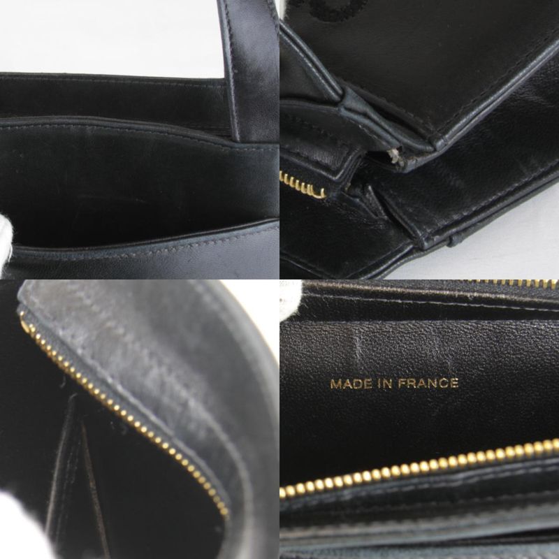 Chanel Logo Lambskin Gold Hardware Handbag Leather Black