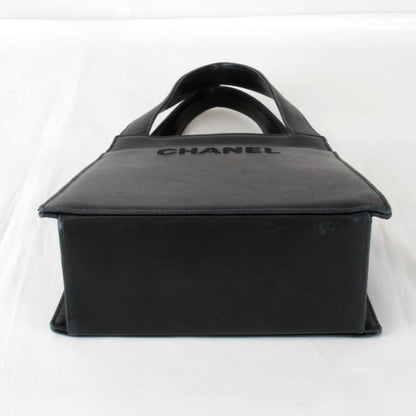 Chanel Logo Lambskin Gold Hardware Handbag Leather Black