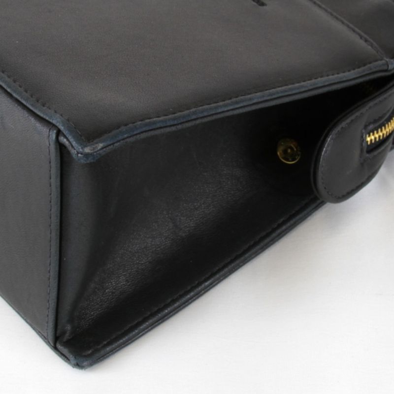 Chanel Logo Lambskin Gold Hardware Handbag Leather Black