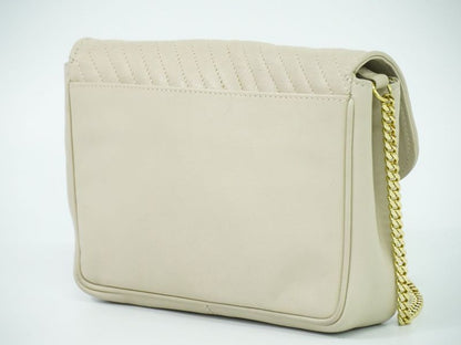 Authentic Celine Quilted Chain Shoulder Bag Pochette Leather Ivory Bag Pre-owned