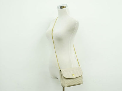 Authentic Celine Quilted Chain Shoulder Bag Pochette Leather Ivory Bag Pre-owned