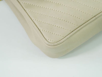 Authentic Celine Quilted Chain Shoulder Bag Pochette Leather Ivory Bag Pre-owned