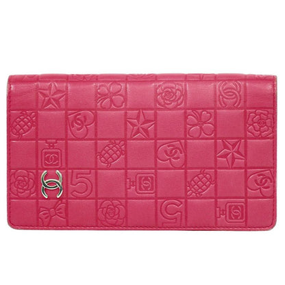 Object Chanel Coco Mark Icon Line Long Wallet Long Wallet Leather Pink Icon