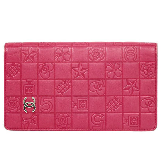 Object Chanel Coco Mark Icon Line Long Wallet Long Wallet Leather Pink Icon