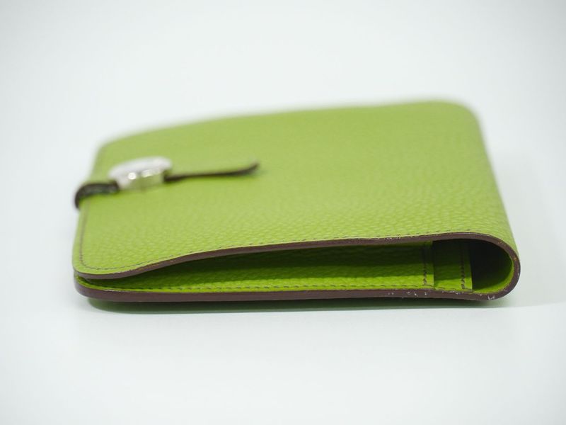 Genuine Hermes Dogon GM Long Wallet Long Wallet □K Engraved 2007 Leather Anise