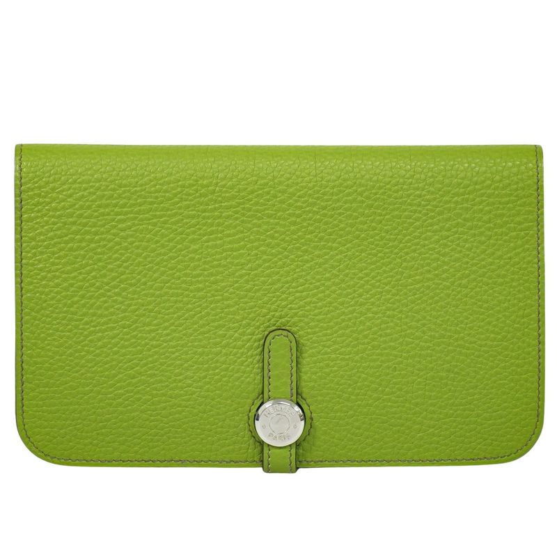 Genuine Hermes Dogon GM Long Wallet Long Wallet □K Engraved 2007 Leather Anise