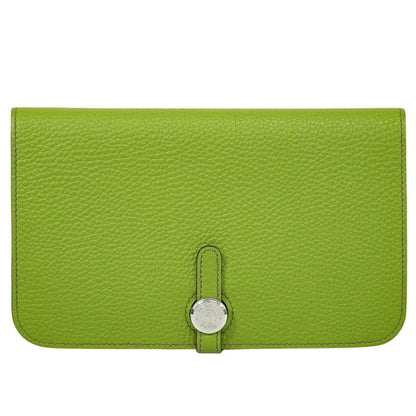 Genuine Hermes Dogon GM Long Wallet Long Wallet □K Engraved 2007 Leather Anise