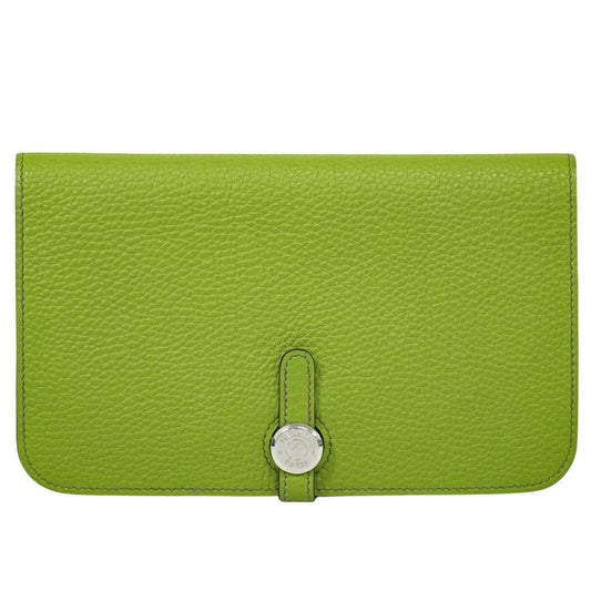 Genuine Hermes Dogon GM Long Wallet Long Wallet □K Engraved 2007 Leather Anise