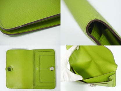 Genuine Hermes Dogon GM Long Wallet Long Wallet □K Engraved 2007 Leather Anise