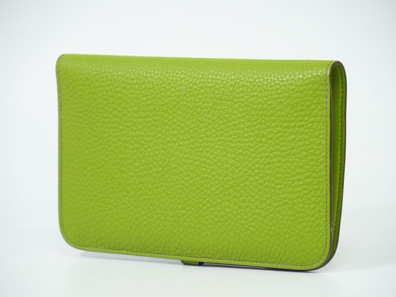 Genuine Hermes Dogon GM Long Wallet Long Wallet □K Engraved 2007 Leather Anise