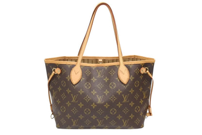 Louis Vuitton Monogram Neverfull PM Handbag Brown Vachetta Leather Gold