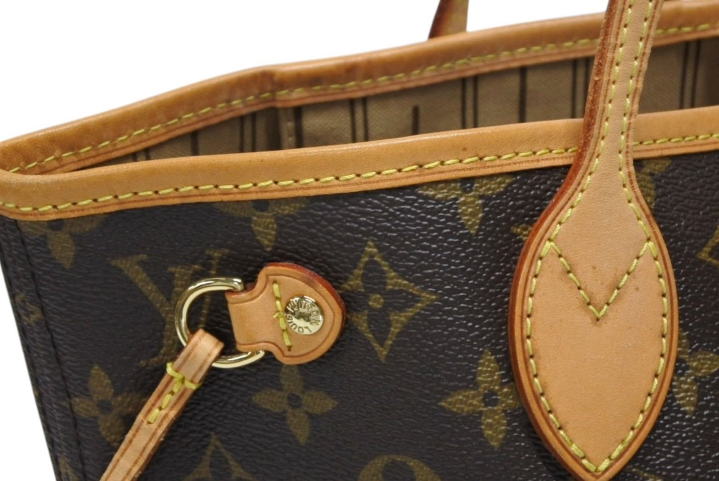 Louis Vuitton Monogram Neverfull PM Handbag Brown Vachetta Leather Gold — view 5