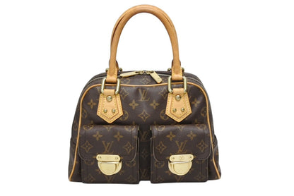 Louis Vuitton Manhattan PM Handbag Vachetta Leather Brown Gold