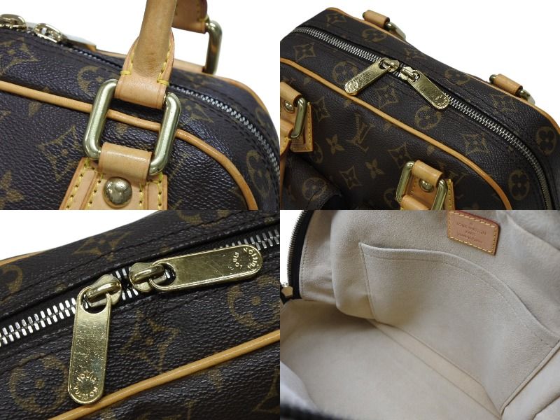 Louis Vuitton Manhattan PM Handbag Vachetta Leather Brown Gold — view 7
