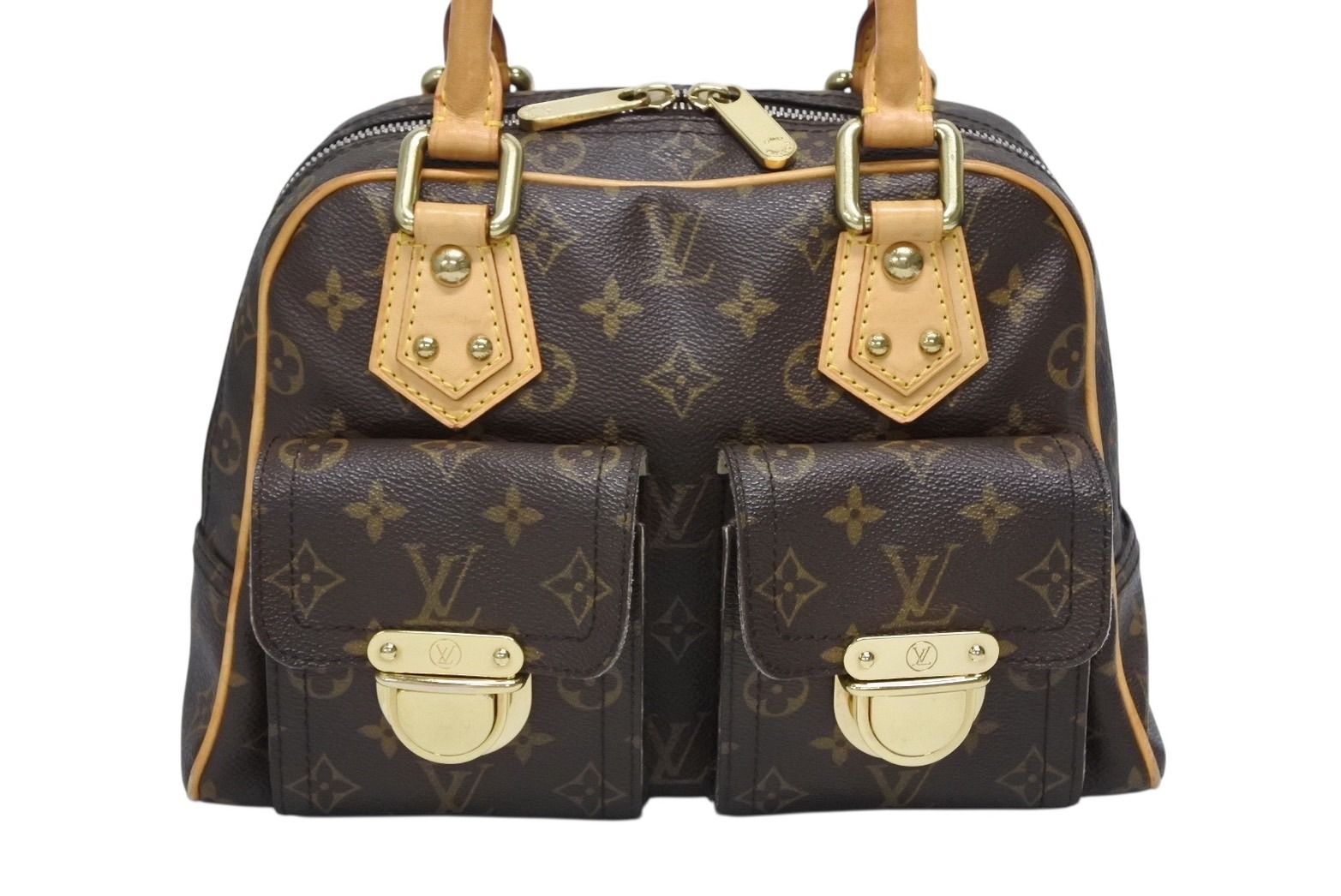 Louis Vuitton Manhattan PM Handbag Vachetta Leather Brown Gold — view 2