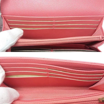 Chanel Matelasse Caviar Skin Pink Coco Mark Long Wallet Serial Sticker Card