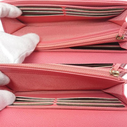 Chanel Matelasse Caviar Skin Pink Coco Mark Long Wallet Serial Sticker Card