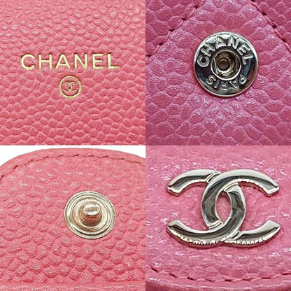 Chanel Matelasse Caviar Skin Pink Coco Mark Long Wallet Serial Sticker Card