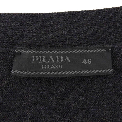 Prada 2023 Dna959 Virgin Wool Long Sleeve Knit Cardigan Charcoal Gray 46 Made