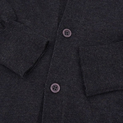Prada 2023 Dna959 Virgin Wool Long Sleeve Knit Cardigan Charcoal Gray 46 Made